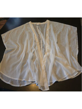 Women's Oversized Nordstrom BP.. White Sheer Kimono Blouse M/L Boho Beach Resort